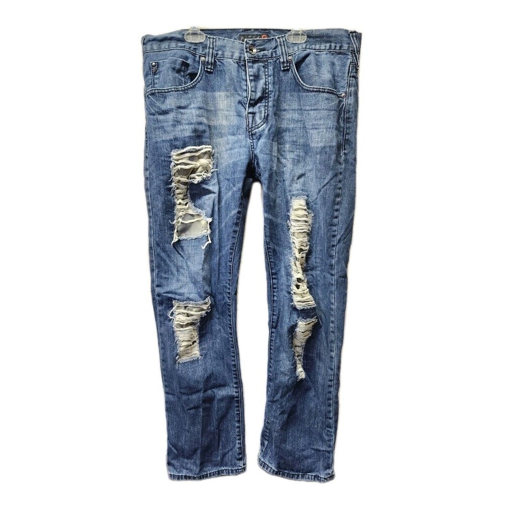 Vtg Guess Jeans Dark Blue Tapered Leg Pencil Pocket Men's Denim Size *32x36